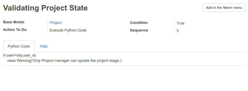 Display Warning in Validating Project State