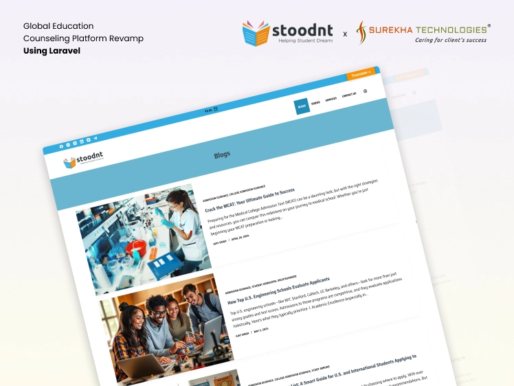 Stoodnt - Global Education Counseling Platform Revamp Using Laravel