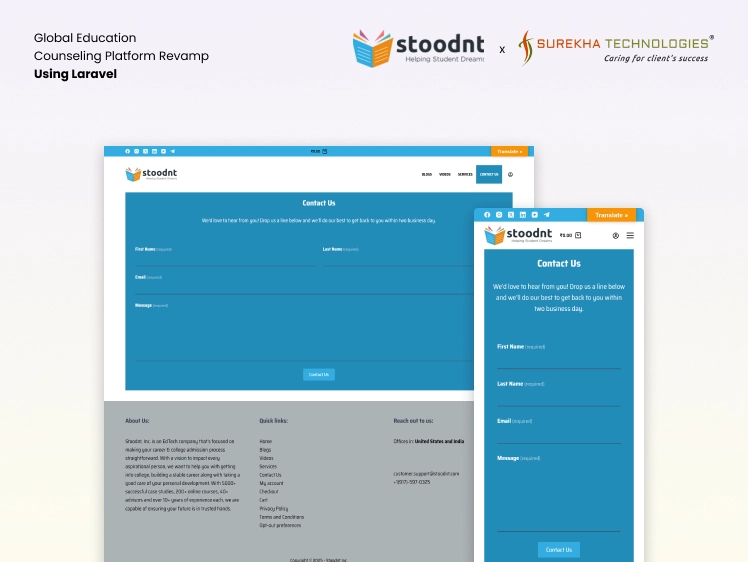 Stoodnt - Global Education Counseling Platform Revamp Using Laravel