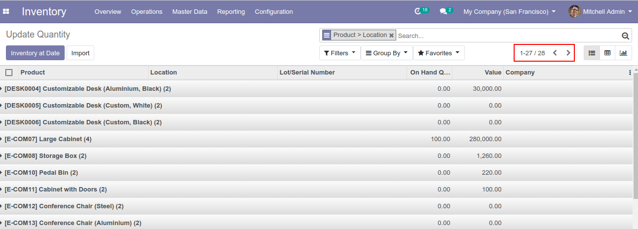 Pagination in List View in Odoo 13
