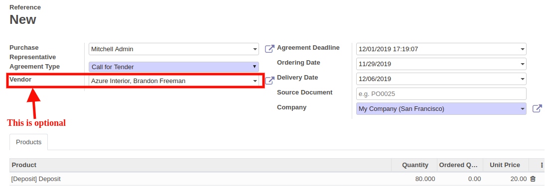 Create Purchase Agreement