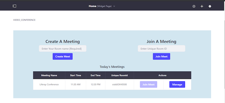 Create or Join a Meeting in Video Conferencing Inside Liferay
