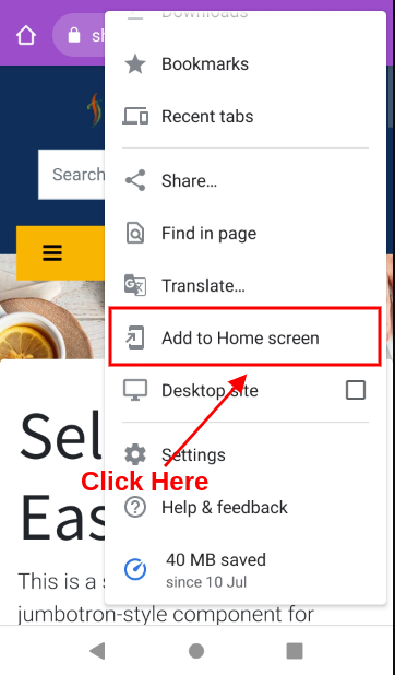 Click on Add to Home screen