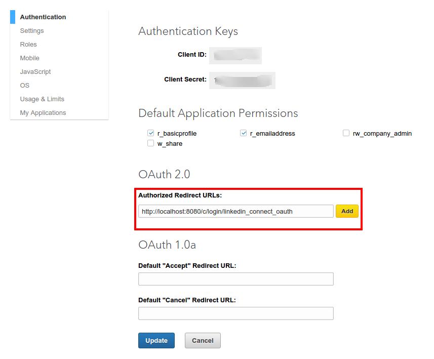Create App Authorization to Integrate LinkedIn with Liferay