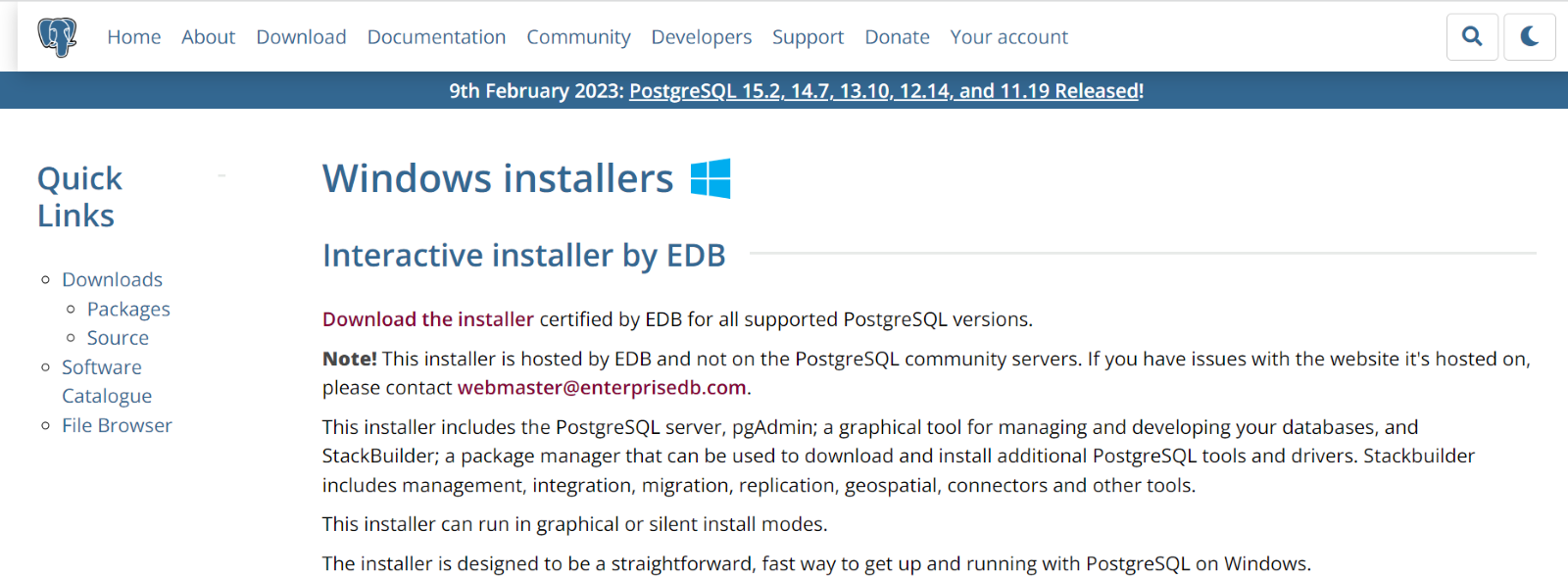 (Fig. 5: PostgreSQL Website)