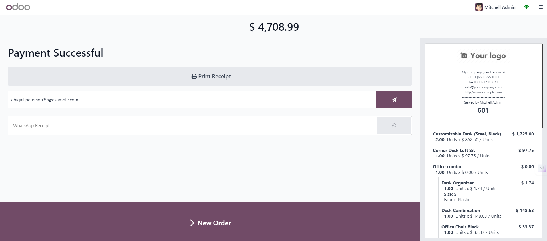 Completing the Sale in Odoo 17 PoS