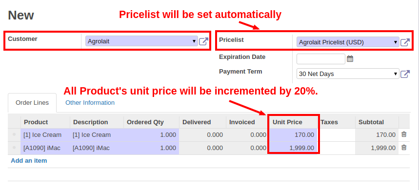 Create Sales Order with Customer Pricelist in Odoo 9