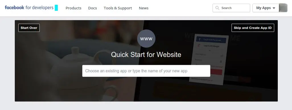 Click on Skip and Create App ID
