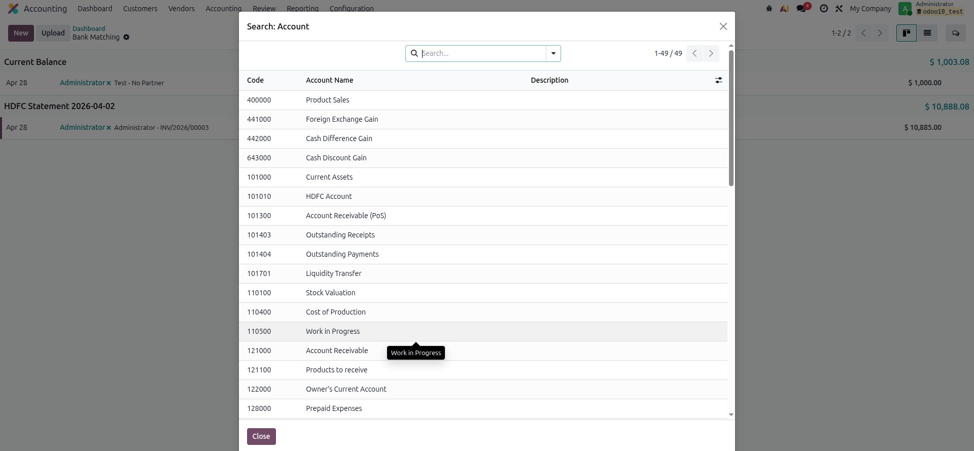 Odoo 19 Set Account action button - posting bank charges or tax refunds directly to the correct expense or income account
