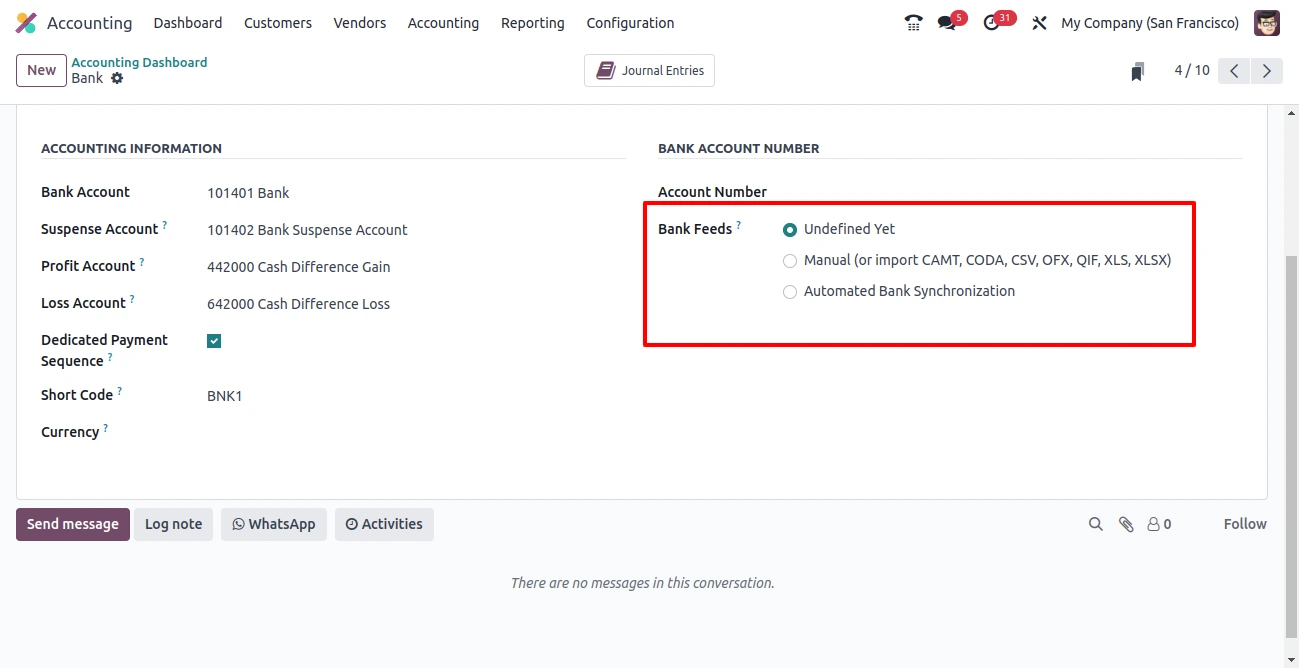 Bank Feeds option