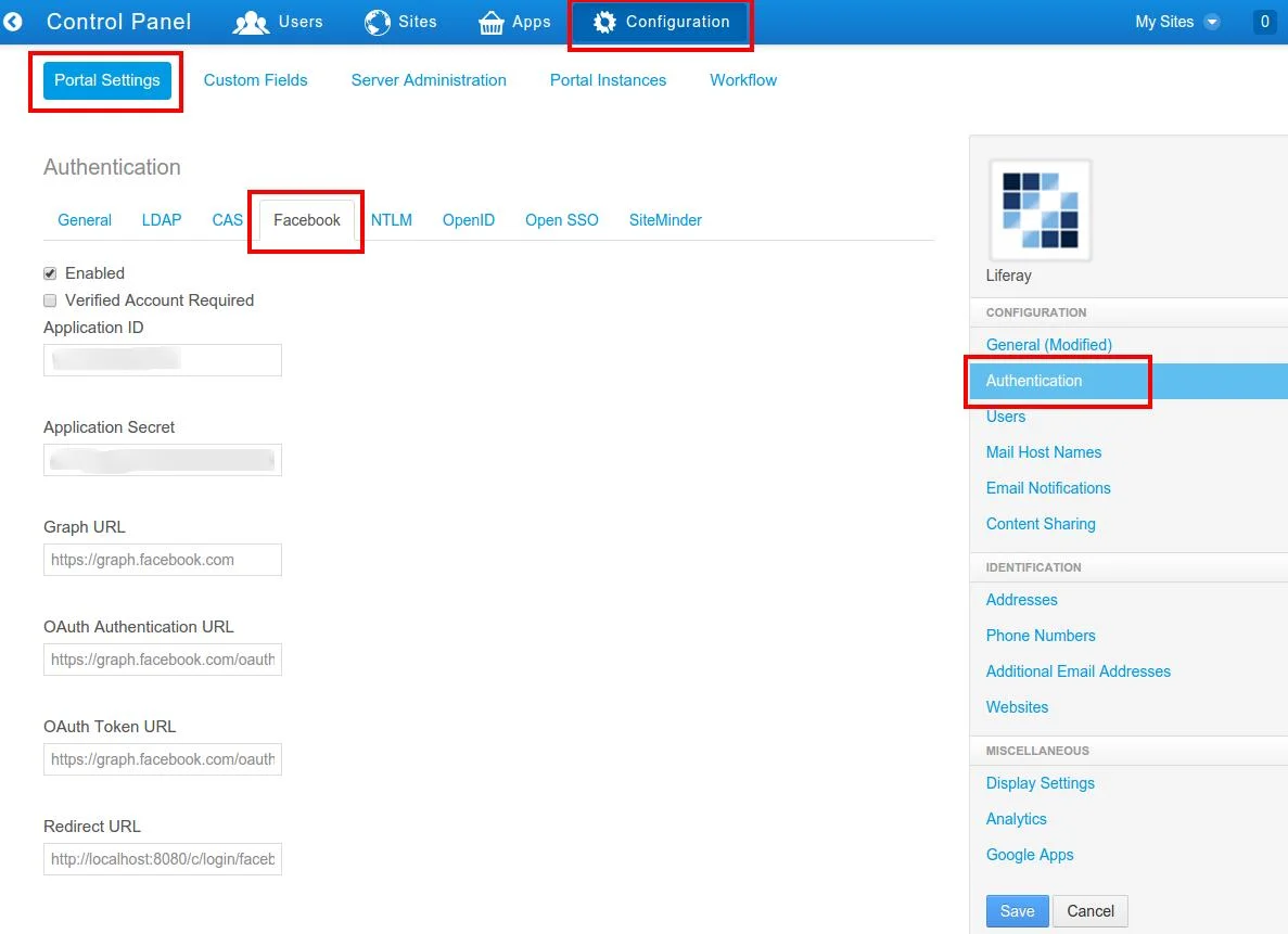 Integrate Facebook App with Liferay