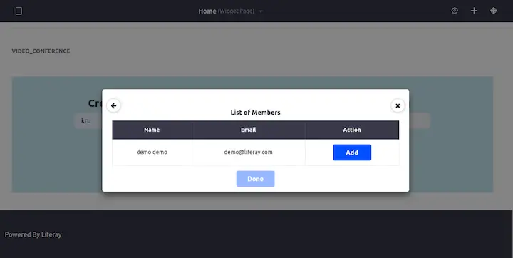 Add Member for Video Conferencing Meeting inside Liferay
