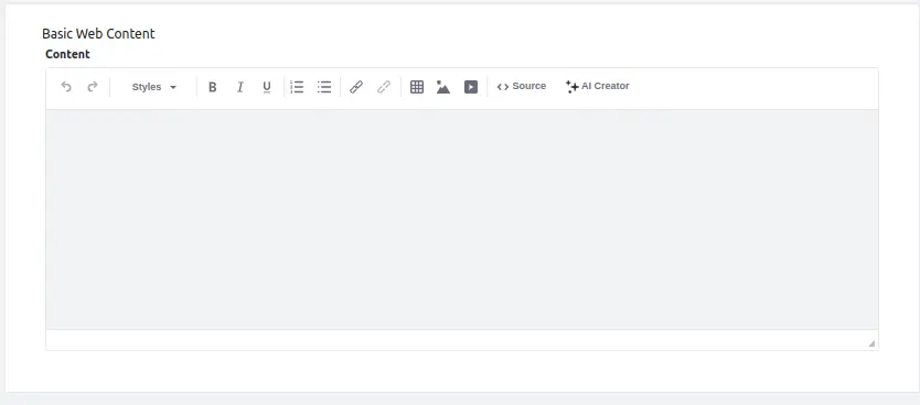 AI Creator In Basic Web Content