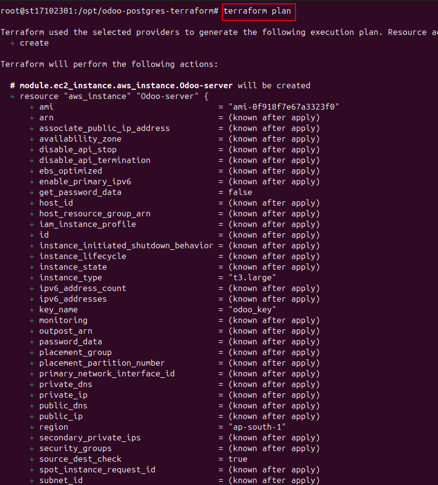 applying the terraform code