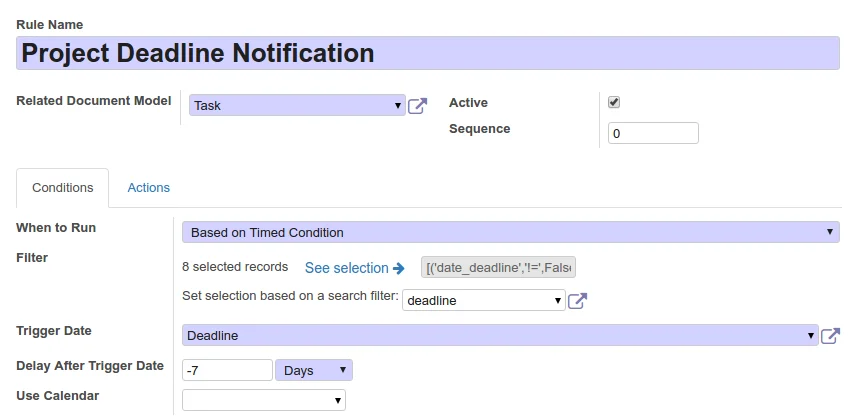 Setup Project Deadline Notifications
