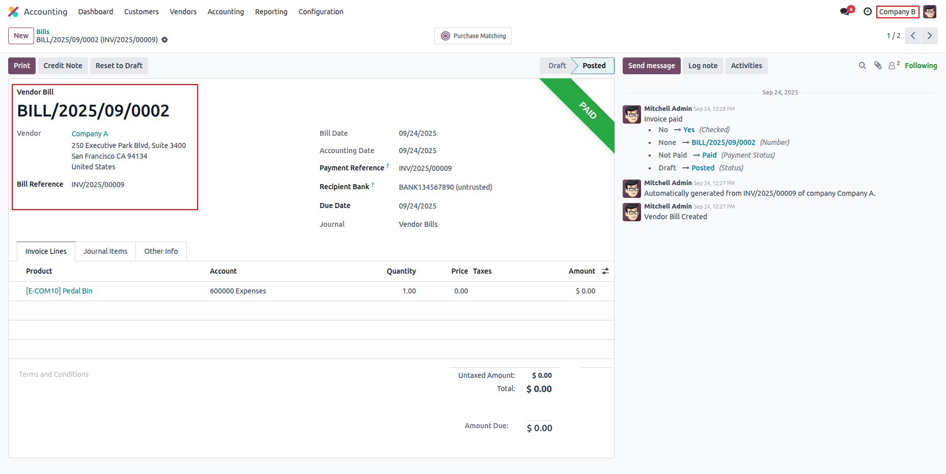 Internal Transactions in Odoo