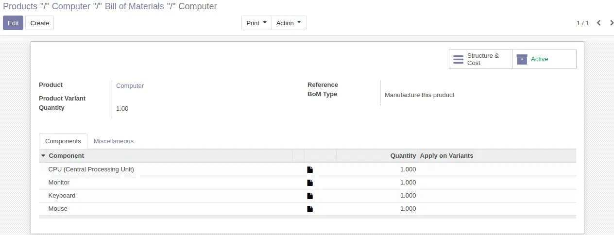 Create Bill of Materials for Configured Product