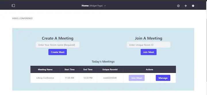Create or Join a Meeting in Video Conferencing Inside Liferay