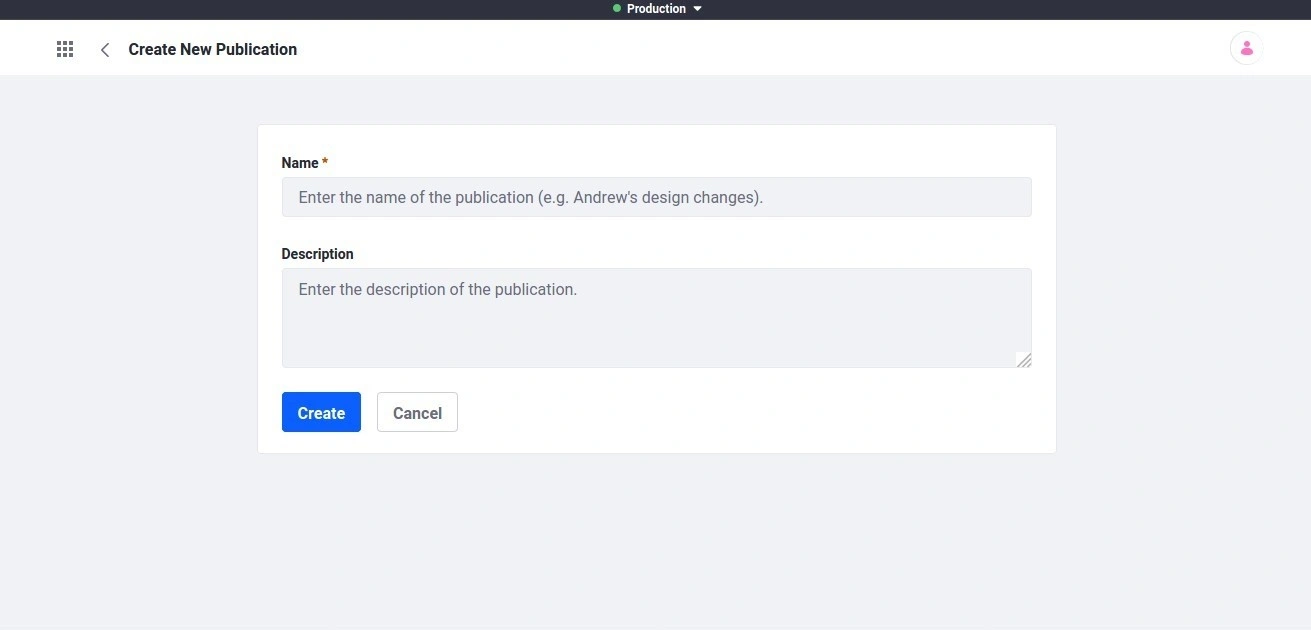 Create New Publication in Liferay DXP 7.3