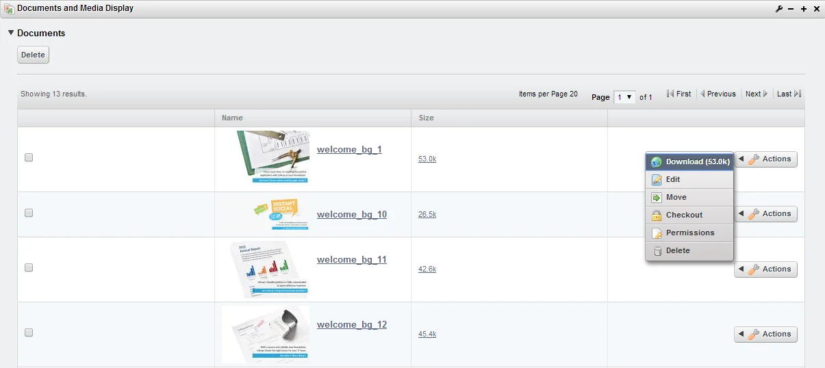 Default Liferay Document and Media Display Portlet