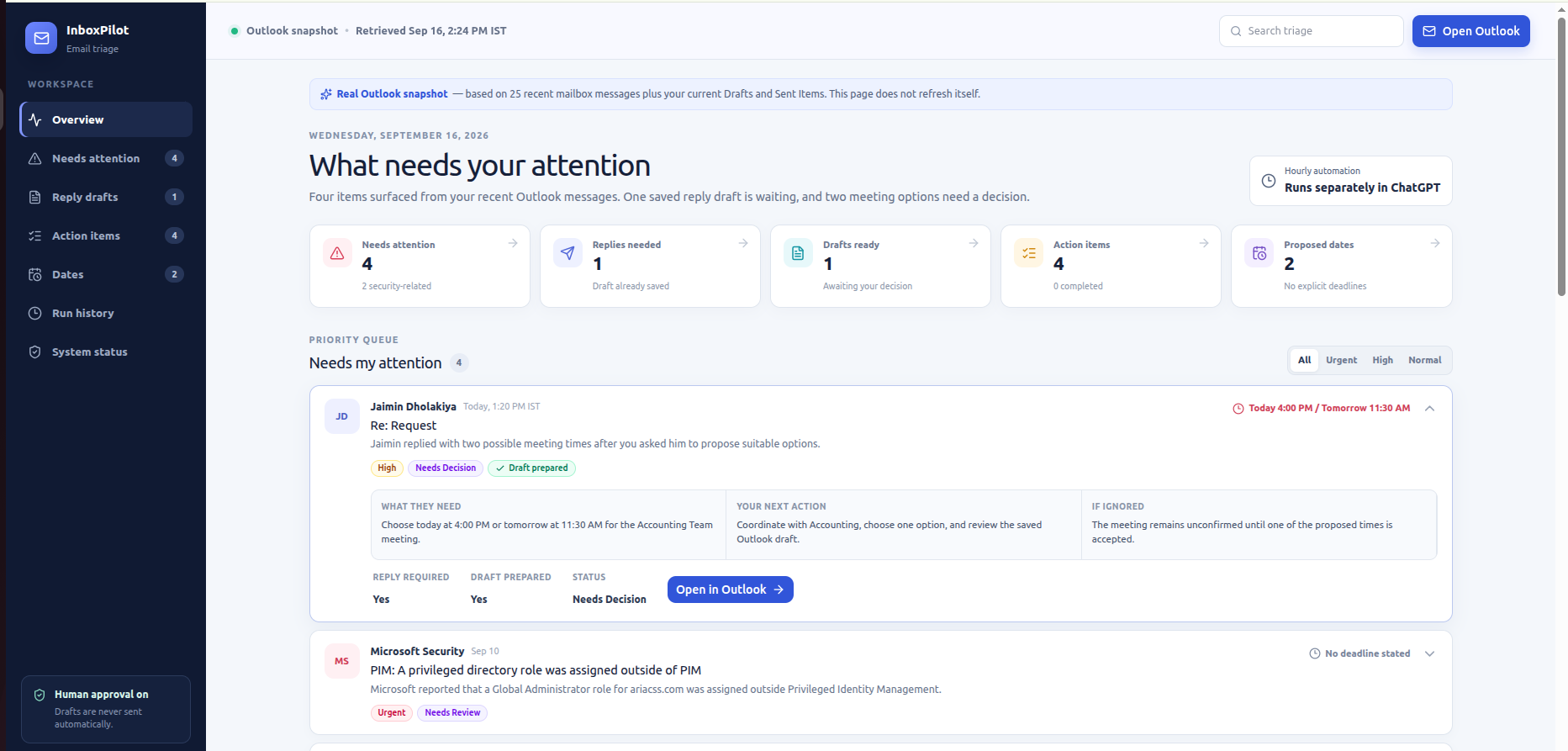 AI workflow dashboard