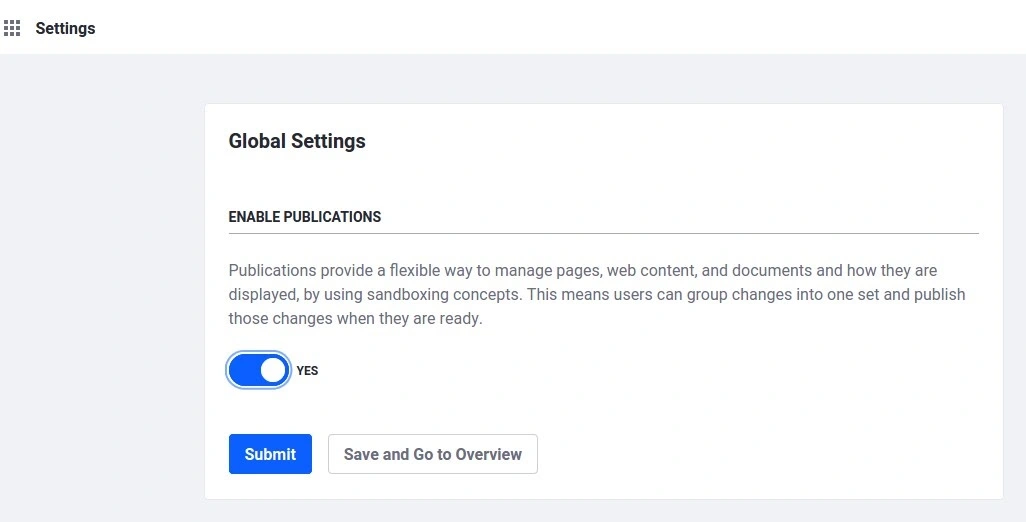 Enable Publication Feature in Liferay DXP 7.3