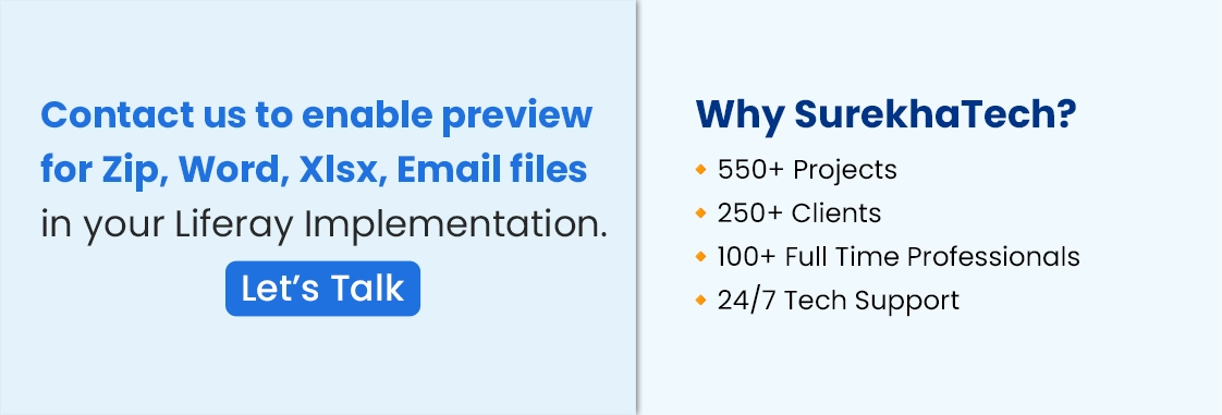 Enable Liferay Document Preview for Zip, Word, Excel, Email files - surekha technologies