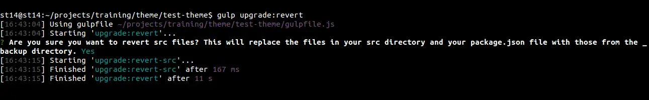 Execute gulp upgrade command