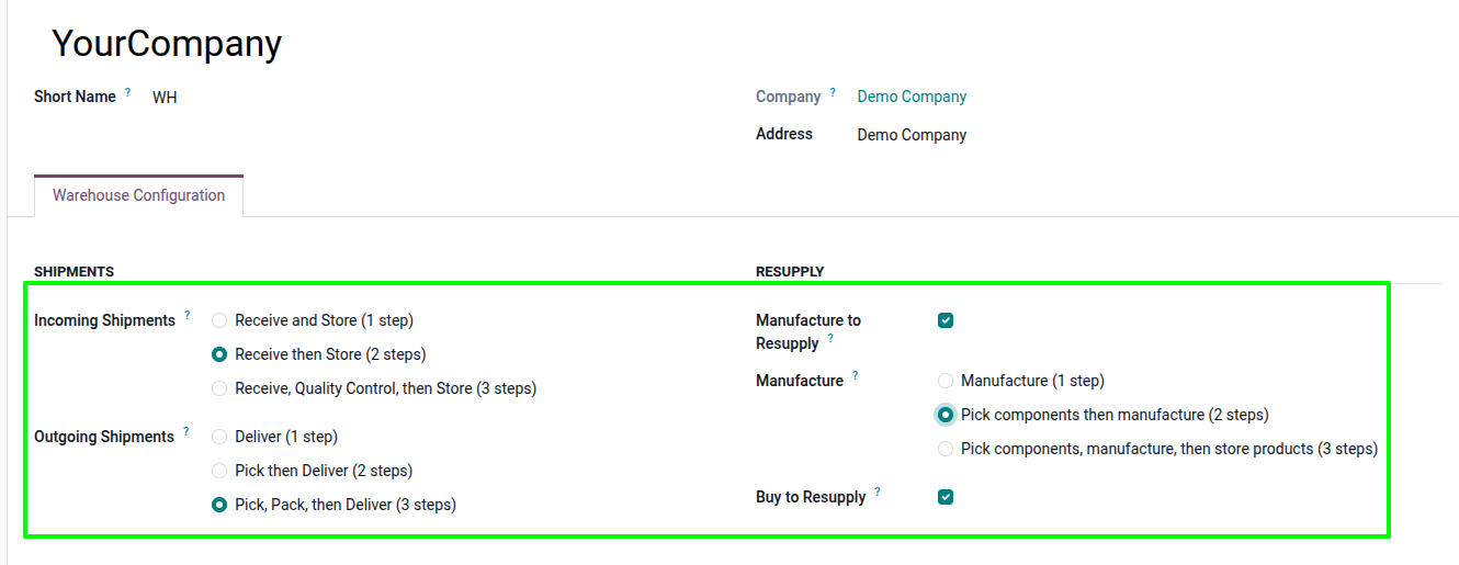 Select 3 steps option for outgoing shipments