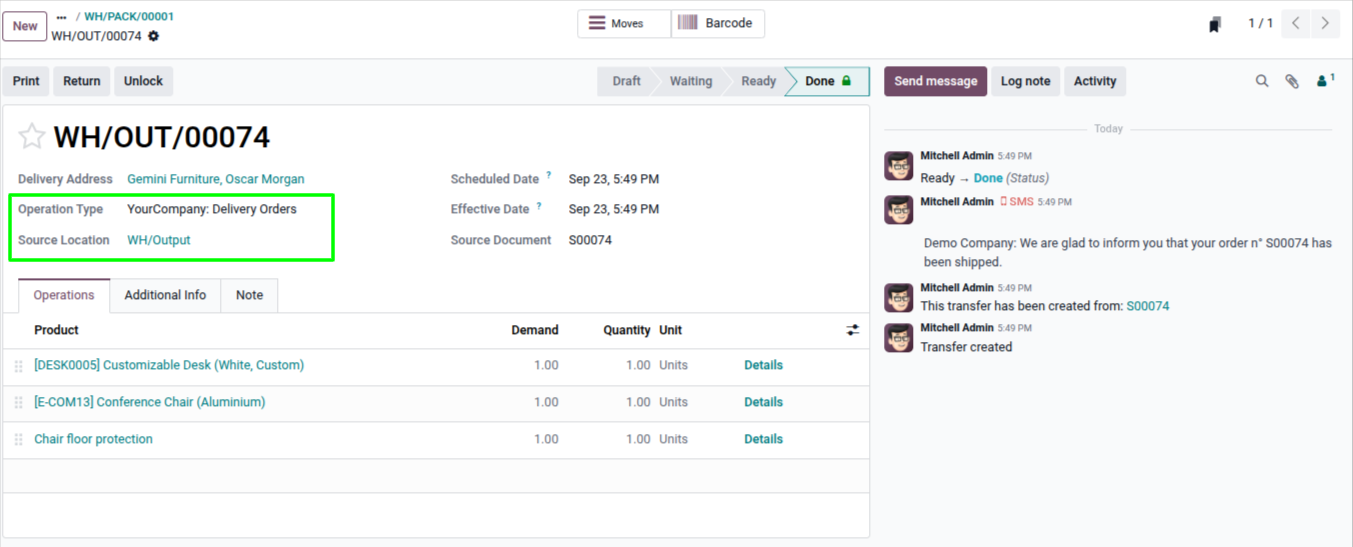 Ship delivery order process