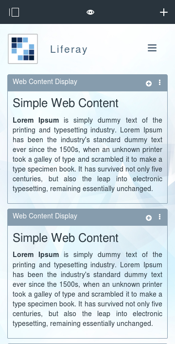 Liferay DXP Theme Mobile View
