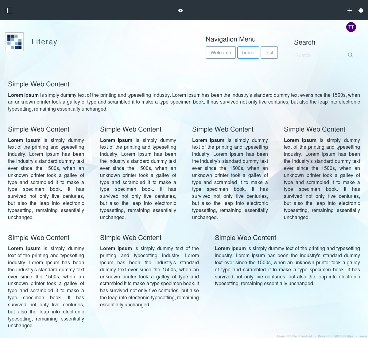 Liferay DXP Theme Desktop View