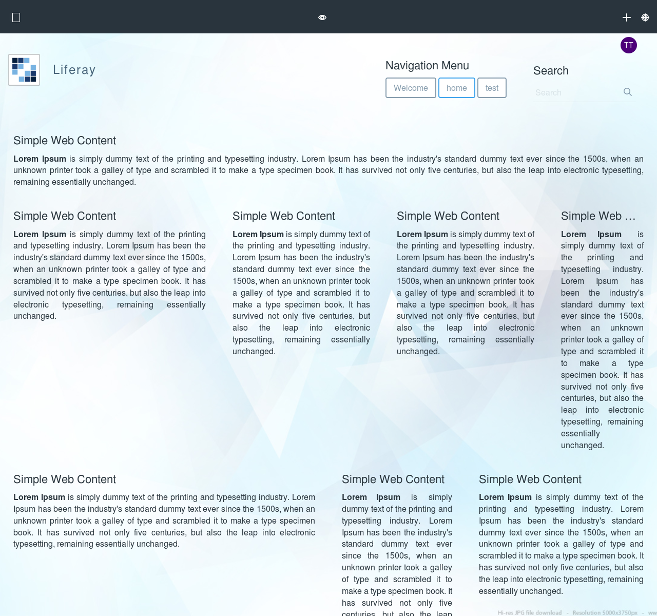 Liferay DXP theme Large Desktop View