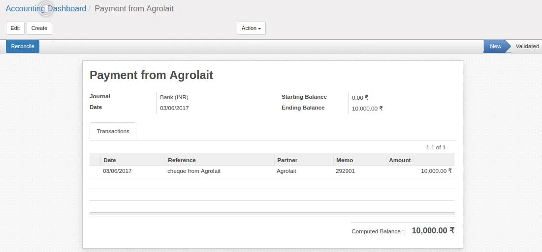 Account Reconciliation in odoo 9