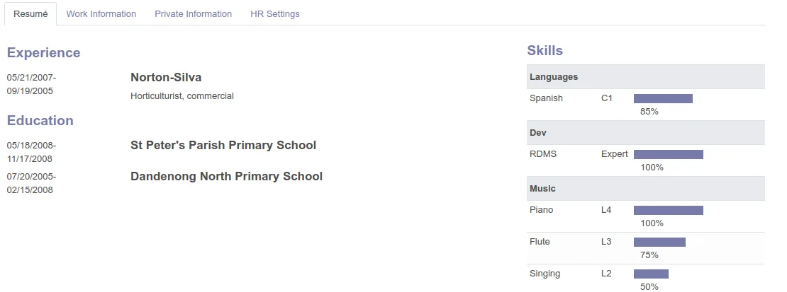 Skill Management Feature in Odoo 13
