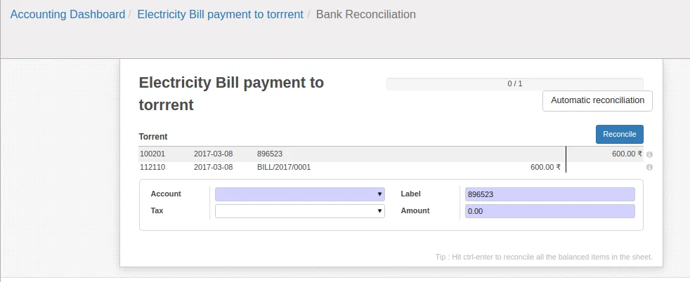 Account Reconciliation in odoo 9
