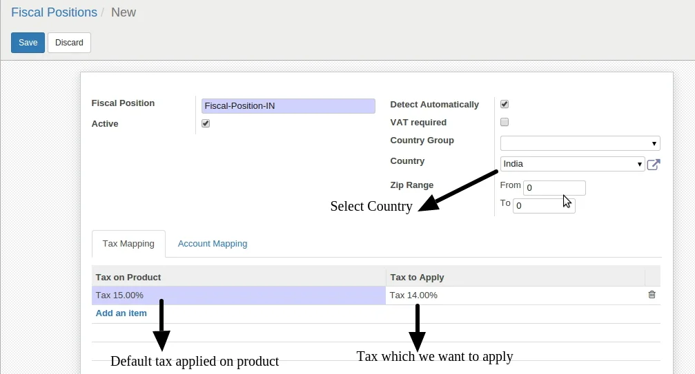 Create New Fiscal Position
