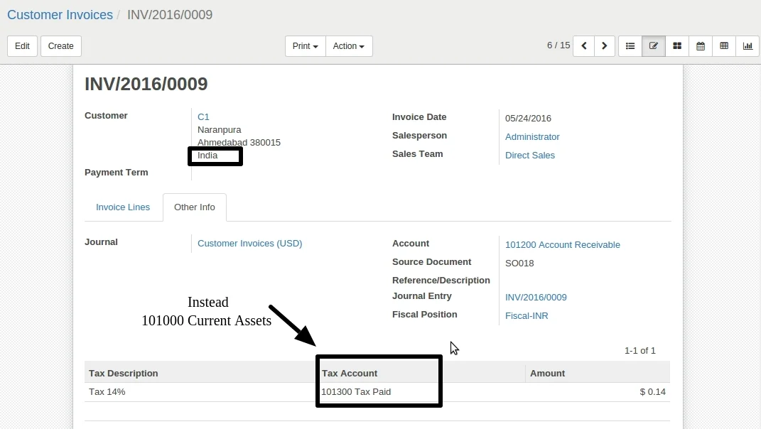 Change Default Tax Account based Country