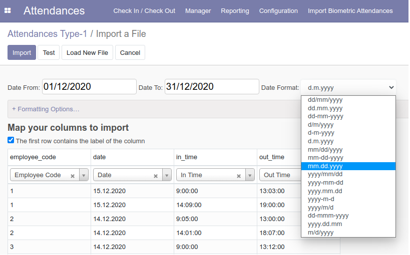 Import Attendance date by Selecting Date Range