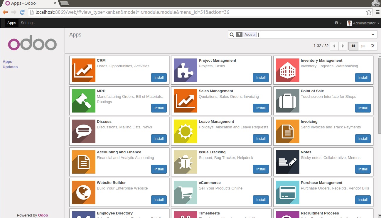 Odoo 9 Homepage