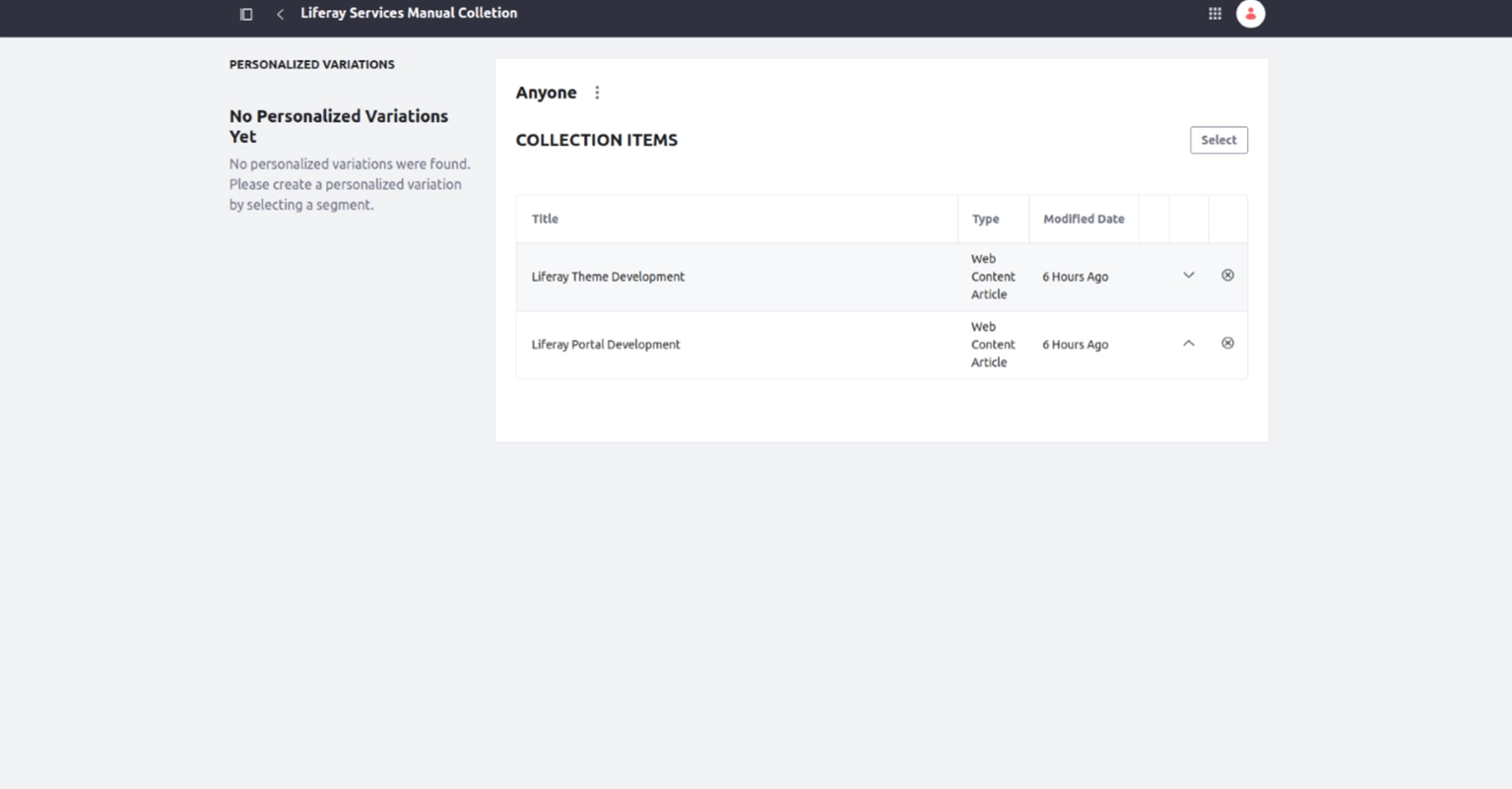 Manual Collection Dashboard