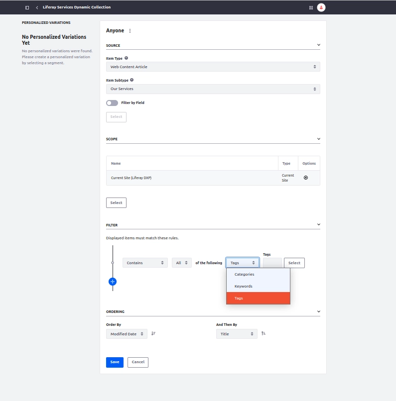 Dynamic Collection Dashboard