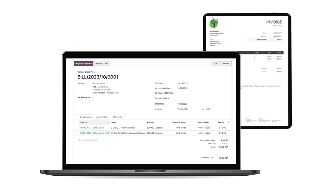 odoo invoice automation exense management