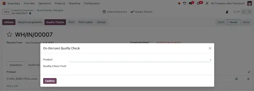 quality checks for stocks in odoo18