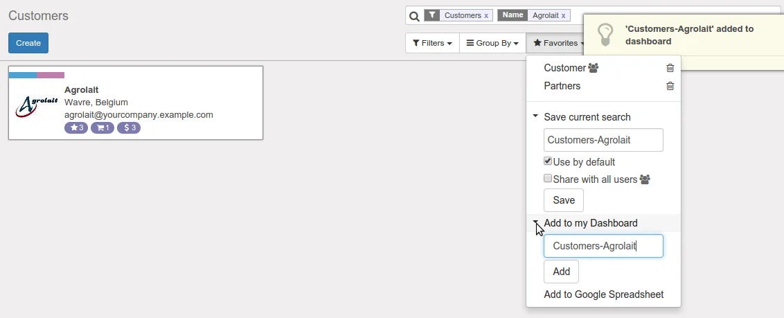 Save Current Filter and Add to Dashboard in Odoo 9