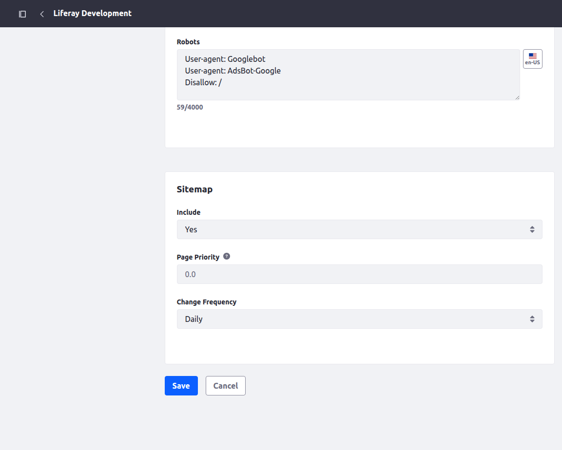 Robots Directives and Sitemap Settings