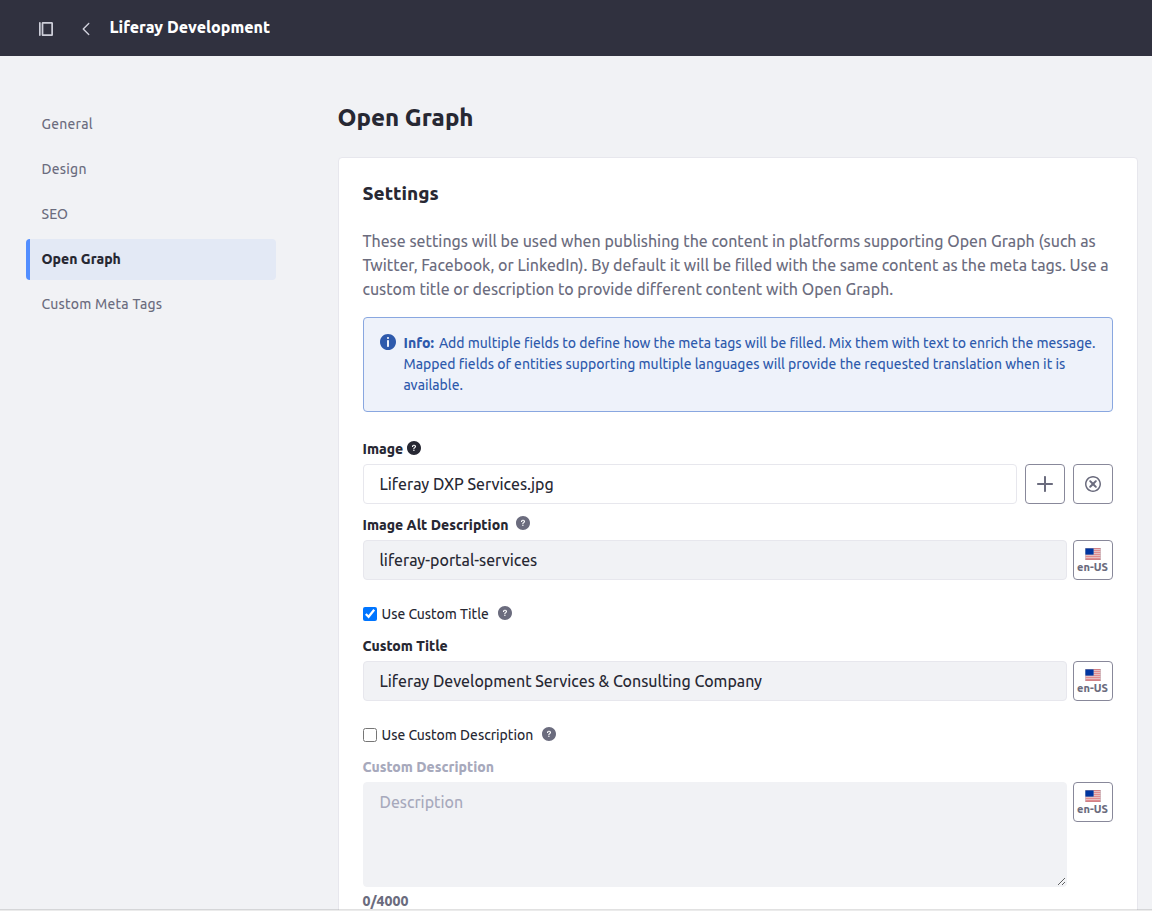 Open Graph (OG) Settings
