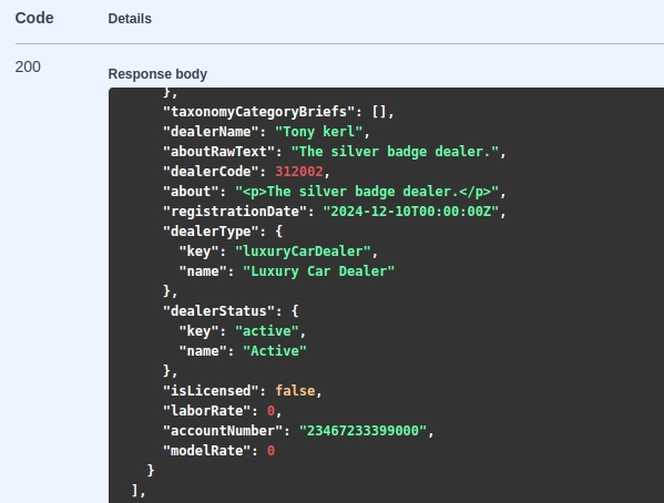 search with dealer keyword output