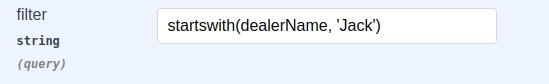 starts with dealername input