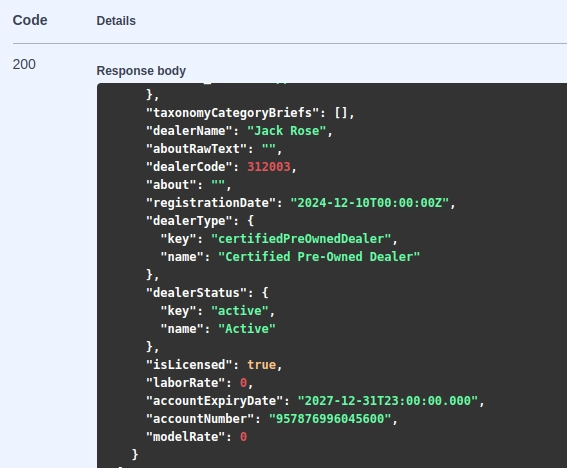 starts with dealername output